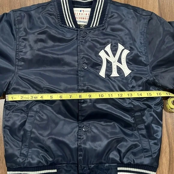 Yankee White & Blue Bomber Jacket MLB by JH Design Size S (5-6) Kids - Picture 10 of 15